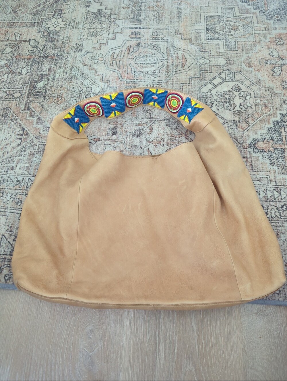 Latico Leathers Camel Lindsey Beaded Tote bag